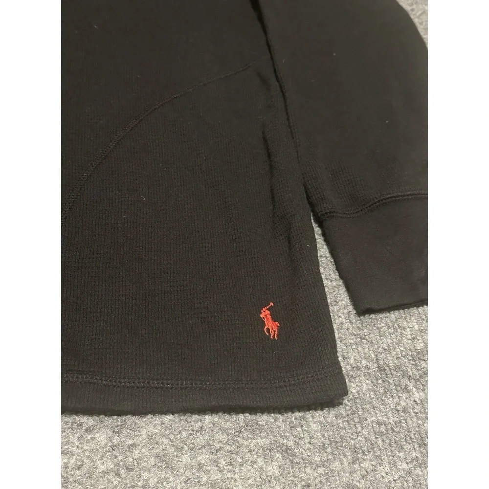 Polo Ralph Lauren Men's L Black Waffle Knit Hoodie 1/4 Zip Lightweight